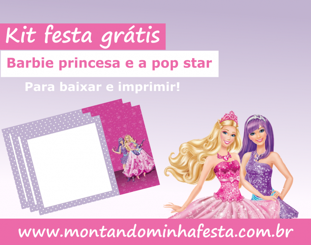 Banner festa Barbie princesa e a pop star